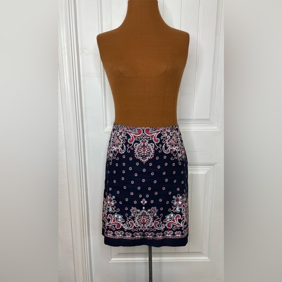 Talbots Dresses & Skirts - Talbots Bandana Paisley Print Navy, Red & White Stretch Skirt Size 10P